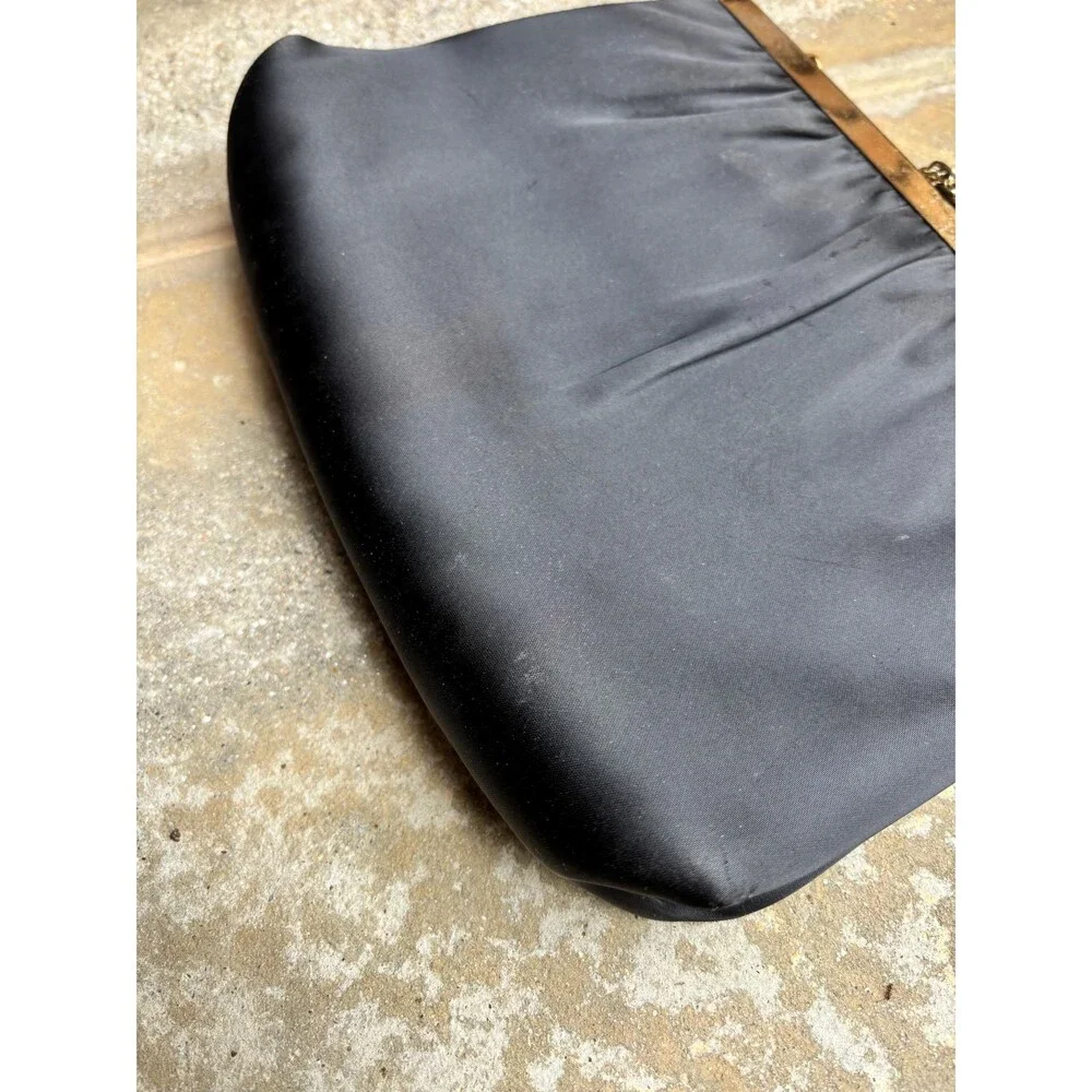 Black Satin Evening Bag 1950s 1960s